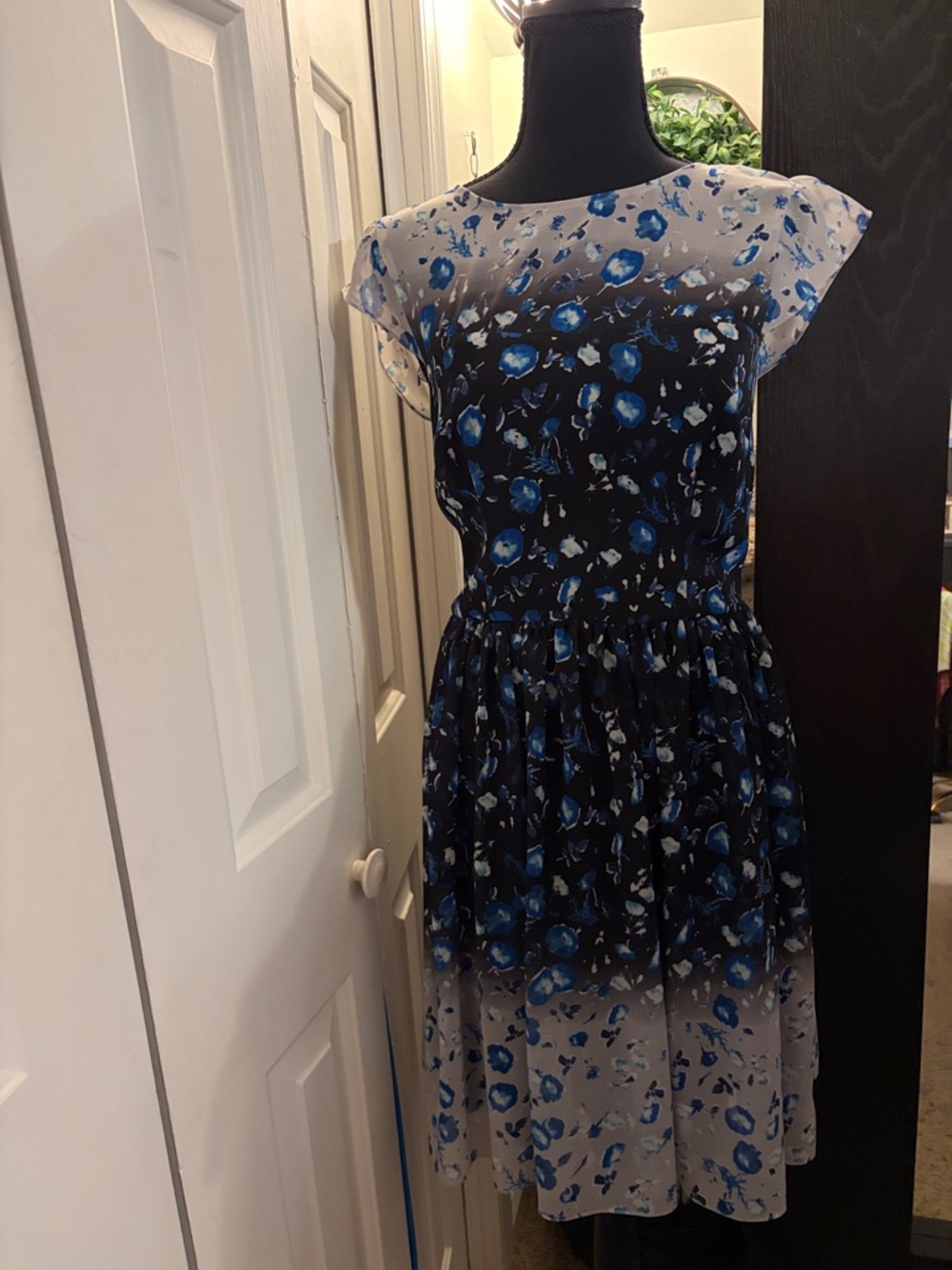 Betsey Johnson Black and Blue Floral Mini Dress